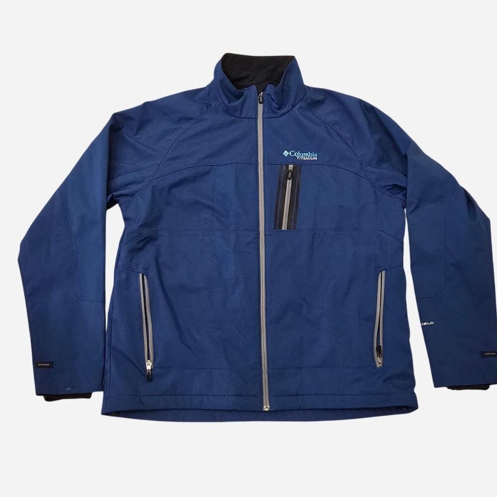 Columbia Titanium Omni-Shield Men's XL Blue Softshell Full Zip Jacket Windbreake